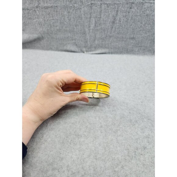 Yellow & Silver plate Hinged Bangle Bracelet - Picture 7 of 10